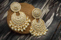 Royal Queen Handcrafted Kundan Pearl Golden Jhumki
