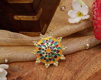 Hand Crafted Meenakari Ring Golden Yellow