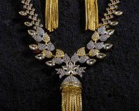 Bollywood Celebrity Inspired American Diamond Long Necklace Earring Set