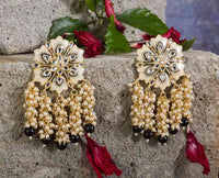 Handcrafted Meenakari Pearl Hanging Jhumki Black