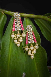 Handcrafted Pearl Grape Kundan Meenakari Earring Rani