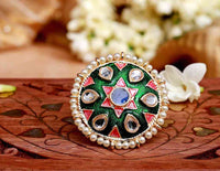 Green Color Meenakari Rings For Women
