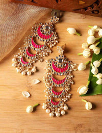 Sonam Kapoor Inspired Hand Crafted Rani Meenakari Long Layered Chandbali
