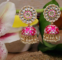 Deepika Padukone Inspired Kundan Rani Hand Crafted Meenakari Jhumka