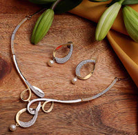 American Diamond Necklace Set With Earring For Women