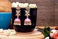 Pink Color Designer Light Weight Kundan Earring