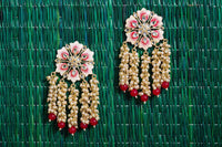 Handcrafted Meenakari Pearl Hanging Jhumki Red