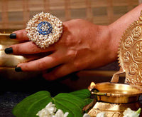 Blue Color Meenakari Designer Finger Ring