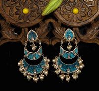 Sonam Kapoor Inspired Hand Crafted Meenakari Kundan Chandbali Turquoise
