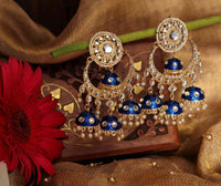 Hand Crafted Unique Multi Jhumki Chandbali Blue
