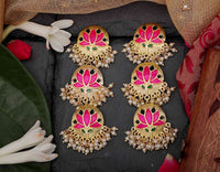 Rani Color Meenakari Chandbali Earring