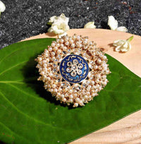 Blue Color Meenakari Designer Finger Ring