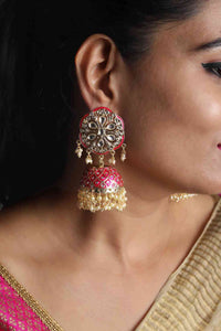 Anushka Sharma Inspired Hand Crafted Meenakari Stunning Kundan Rani Jhumki