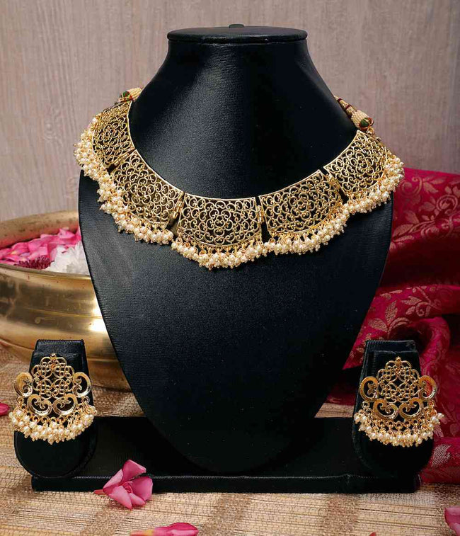 Gold Plated Designer Choker Necklace Set 