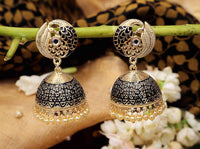 Black Color Meenakari Peacock Jhumki