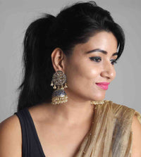 Anushka Sharma Inspired Hand Crafted Meenakari Stunning Kundan Blue Jhumki