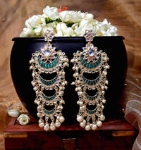 Sonam Kapoor Inspired Hand Crafted Turquoise Blue Meenakari Long Layered Chandbali