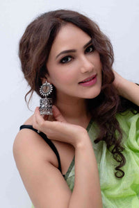 Oxidised Mirror Jhumka