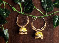 Alia Bhatt Inspired Hand Crafted Meenakari Yellow Colored Hoop