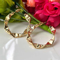Golden Hammered Hoop Earring