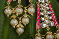 Handcrafted Pearl Grape Kundan Meenakari Earring Rani