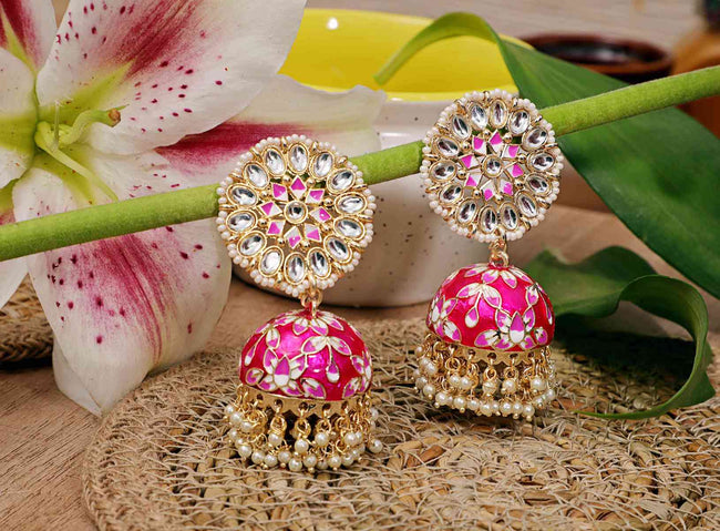 Deepika Padukone Inspired Kundan Rani Hand Crafted Meenakari Jhumka