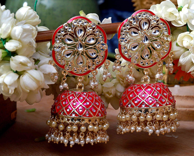 Anushka Sharma Inspired Hand Crafted Meenakari Stunning Kundan Rani Jhumki
