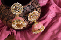 Peach Color Meenakari  Jhumka Earring