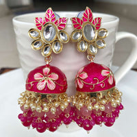 Rani Color Designer Meenakari Jhumka Earring