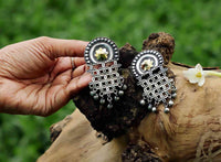 Two Tone Plated Unique Statement Earring