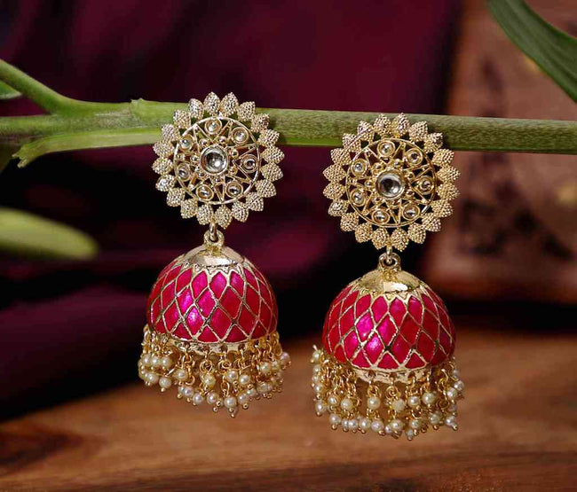 Deepika Padukone Inspired Rani Colored Hand crafted Earring