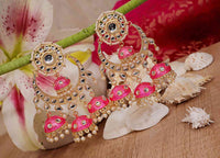 Hand Crafted Unique Multi Jhumki Chandbali Pink