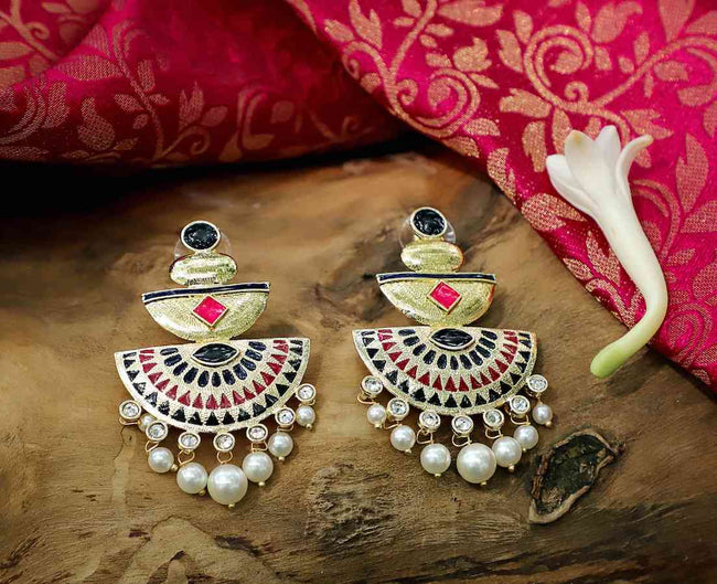 Black Color Metal Chandbali Earring