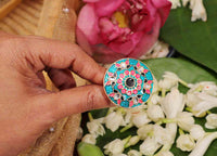 Hand Crafted Meenakari Ring Turquoise