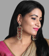 Sonam Kapoor Inspired Hand Crafted Rani Meenakari Long Layered Chandbali