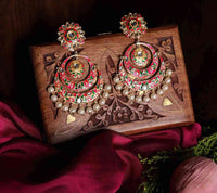 Alia Bhatt Inspired Hand Crafted Meenakari Rani Colored Triple Chandbali