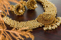 Designer Pearl Temple Necklace Set