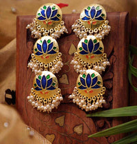 Blue Color Meenakari Chandbali Earring