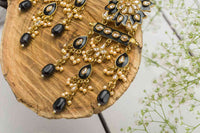 Handcrafted Meenakari Kundan Triple Chain Princess Jhumki Black