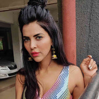 Hand Crafted Yellow Colored Meenakari Elegant Jhumki