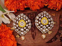 Exquisite Designer Yellow Colored Hand Crafted Meenakari Kundan Top