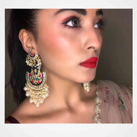 Blue Color Meenakari Chandbali Earrings