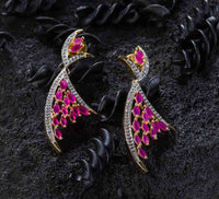 Designer American Diamond Drop Earring With Ruby