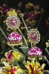 Rani Color Meenakari Jhumka Earring for women
