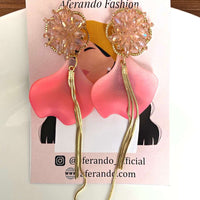 Peach Petal Long Chain Earring