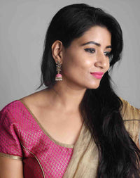 Pink Color Designer Light Weight Kundan Earring