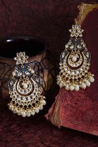 Hand Crafted Meenakari Peacock Chandbali Blue