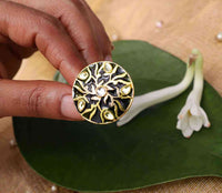 Hand Crafted Kundan Ring Black