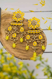 Yellow Color Meenakari Long Earring For Women