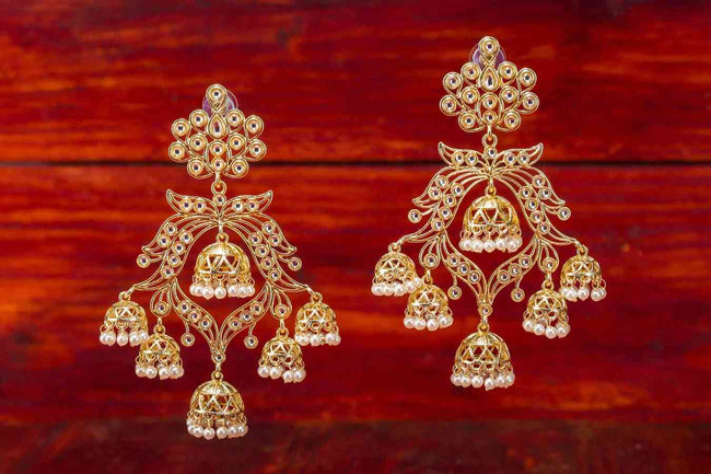 Royal Chandelier Designer Golden Jhumki